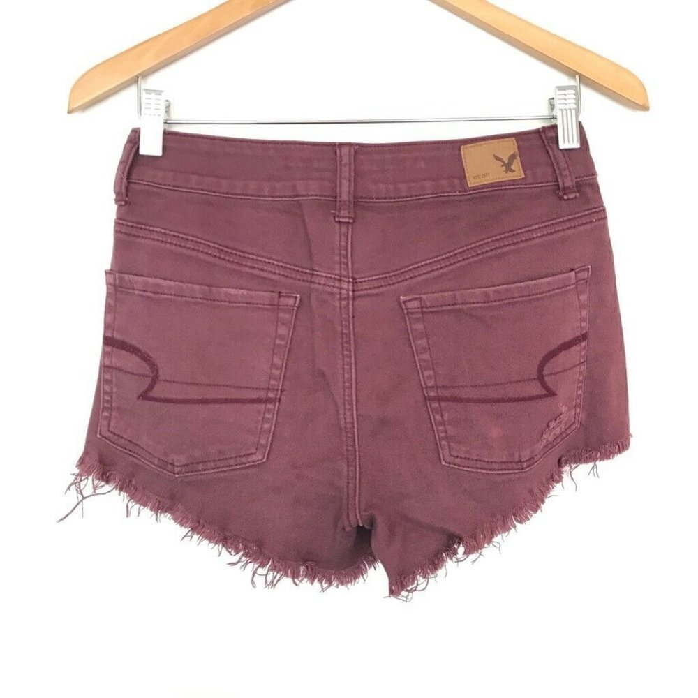 American Eagle Cutoff Jean Shorts Red 2 - Picture 2 of 4